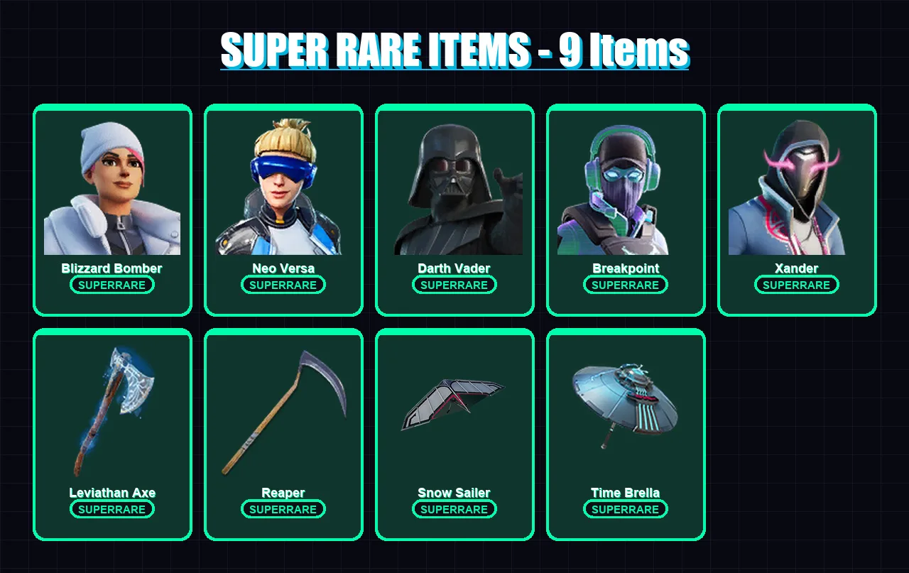 [PC/XBOX] | Blizzard Bomber | Neo Versa | Darth Vader | Breakpoint | Xander | 214 skin | 308 pickaxe | 213 emote | 245 glider | Lv5600