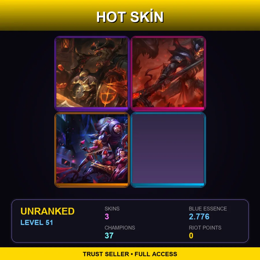 ME | Lv51 | Unranked | 3 Skin | 37 Champ — LoL account