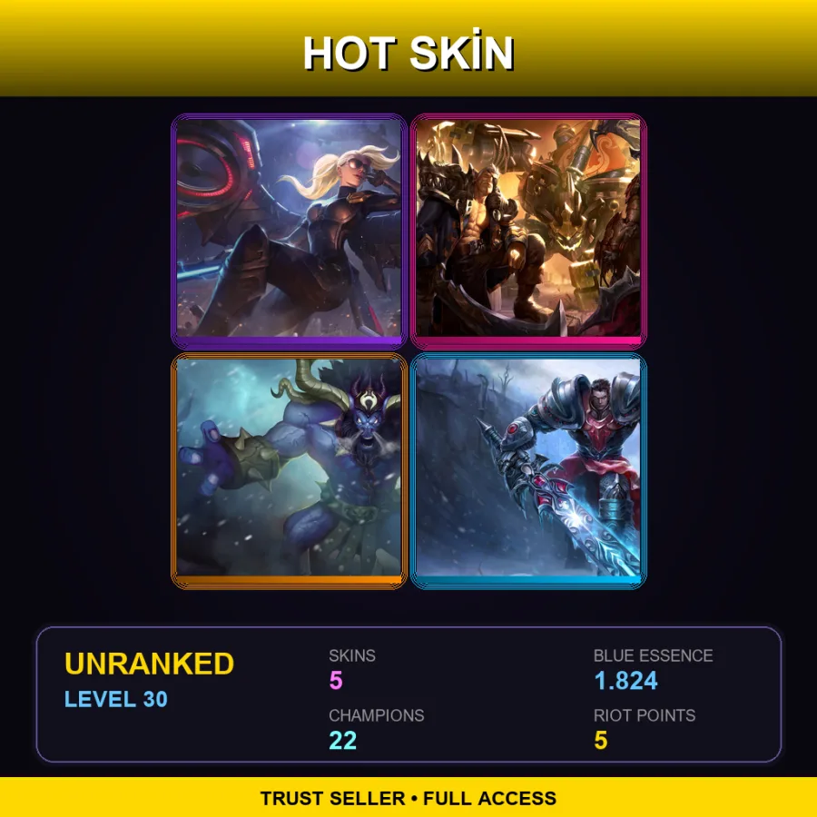 RU | Lv30 | Unranked | 5 Skin | 22 Champ