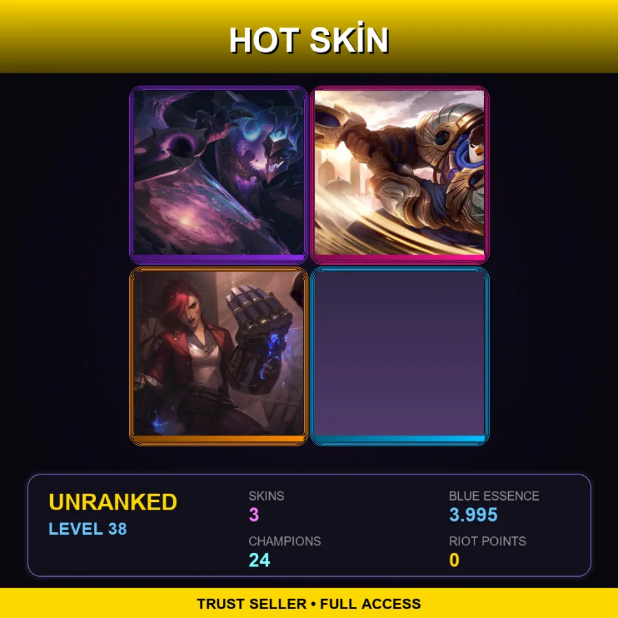 EUNE | Lv38 | Unranked | 3 Skin | 24 Champ — LoL account