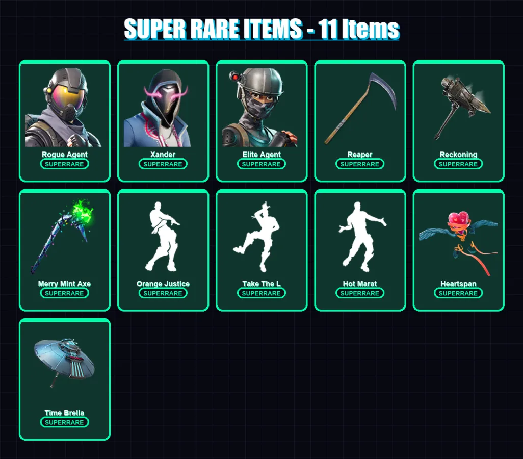 [PC/XBOX/PSN] | Rogue Agent | Xander | Elite Agent | Hybrid | Dark Voyager | 147 skin | 180 pickaxe | 134 emote | 146 glider | Lv2411