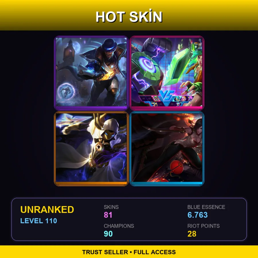EUNE | Pulsefire Twisted Fate | Arcade Riven | Cosmic Reaver Kassadin | Warring Kingdoms Katarina | 81 Skin | 90 Champ | Lv110