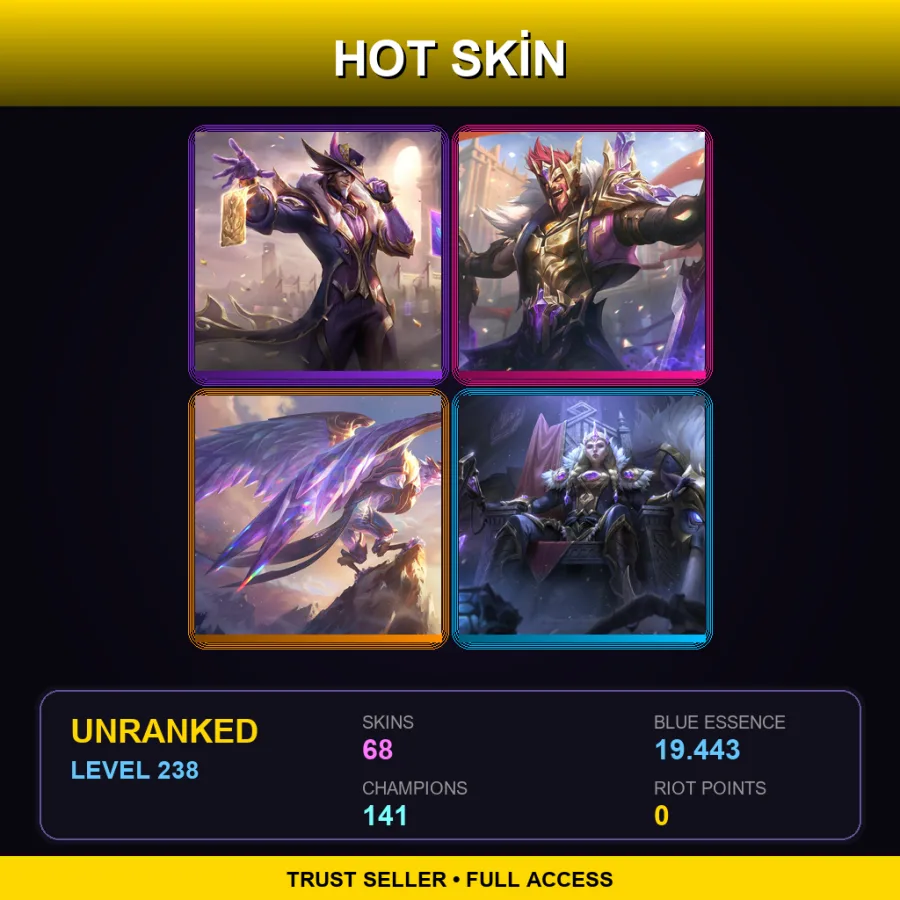 EUNE | Lv238 | Unranked | 68 Skin | 141 Champ — Conqueror Varus
