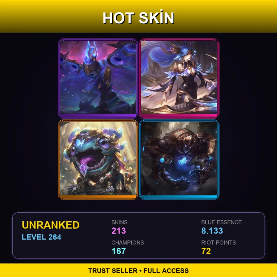 EUNE | Lv264 | Unranked | 213 Skin | 167 Champ — Dunkmaster Darius