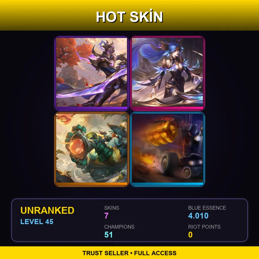 EUW | Lv45 | Unranked | 7 Skin | 51 Champ — Victorious Master Yi