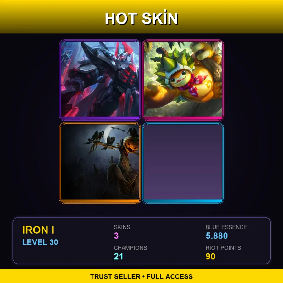 LAN | Lv30 | Iron I | 3 Skin | 21 Champ