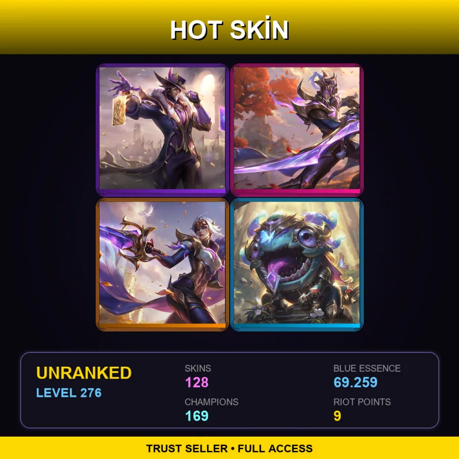 VN | Lv276 | Unranked | 128 Skin | 169 Champ