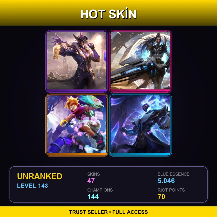 LAN | Lv143 | Unranked | 47 Skin | 144 Champ — Solar Eclipse Leona
