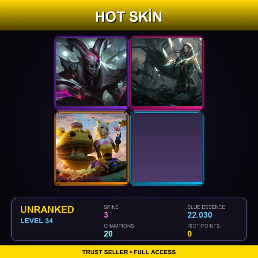NA | Lv34 | Unranked | 3 Skin | 20 Champ