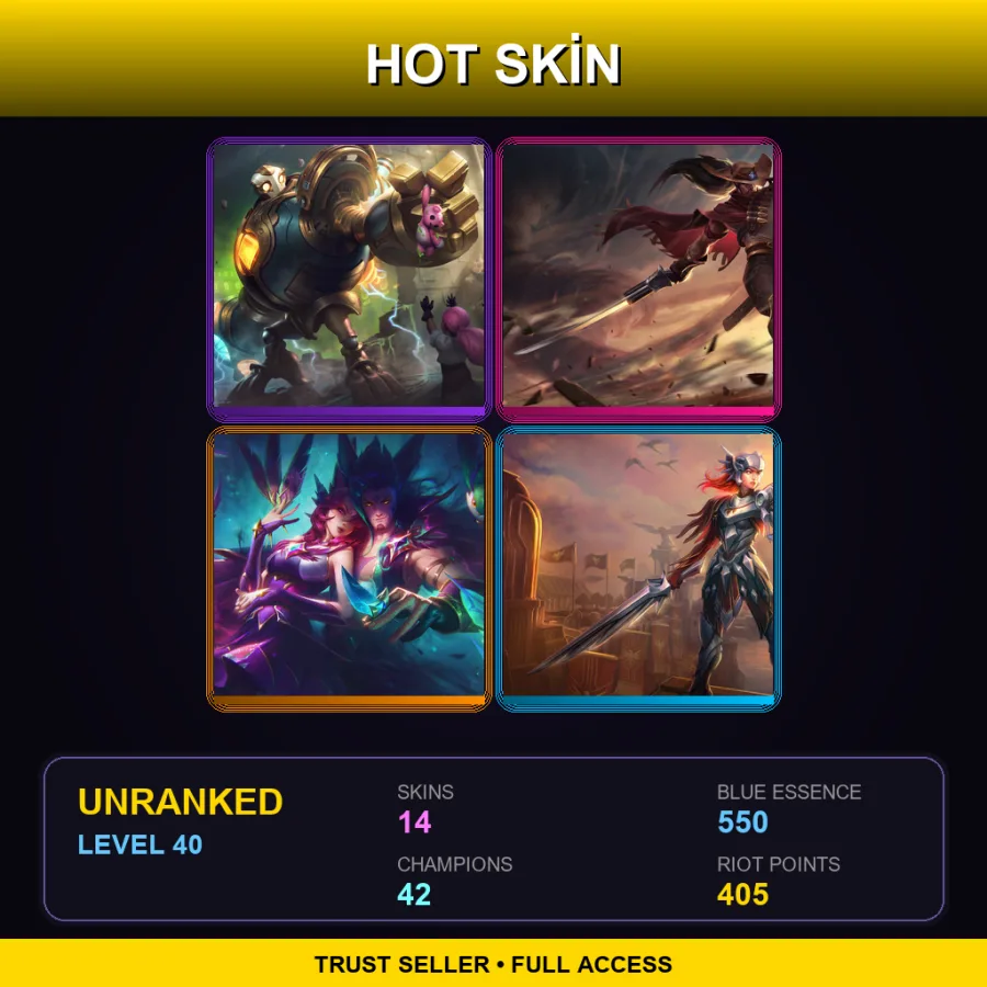 LAN | Lv40 | Unranked | 14 Skin | 42 Champ