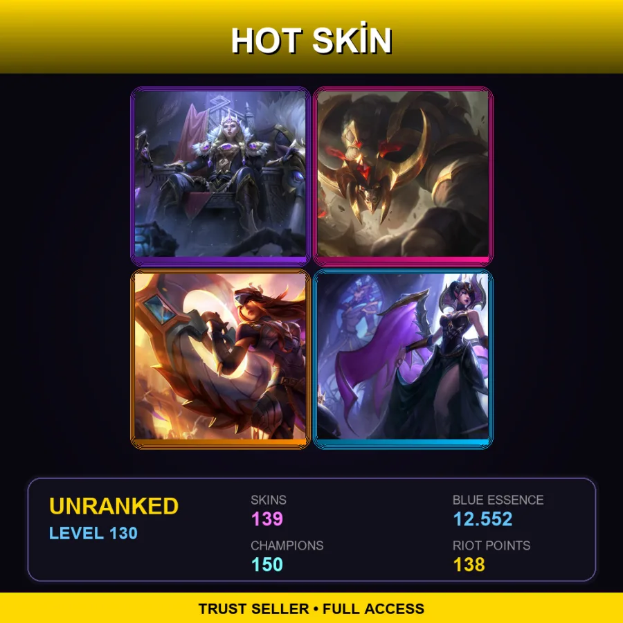 EUW | Lv130 | Unranked | 139 Skin | 150 Champ