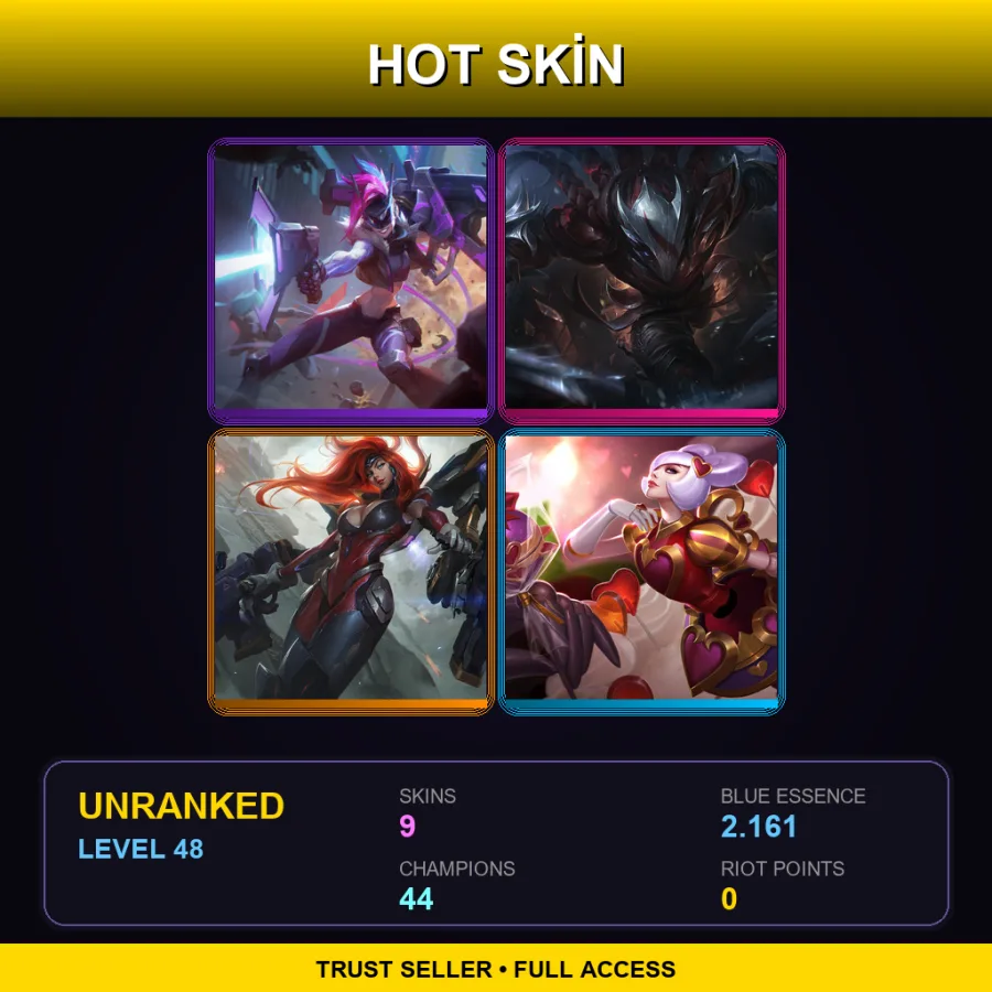 LAN | Lv48 | Unranked | 9 Skin | 44 Champ — Yellow Jacket Shen