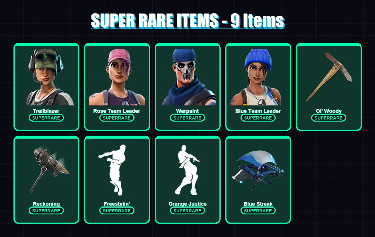[PS4/PS5/XBOX/PC] | Trailblazer | Rose Team Leader | Warpaint | Blue Team Leader | Carbide | 14 skin | 11 pickaxe | 11 emote | 14 glider | Lv107 — Fortnite account