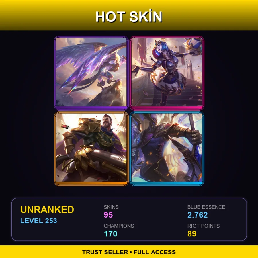 SG | Lv253 | Unranked | 95 Skin | 170 Champ — LoL account