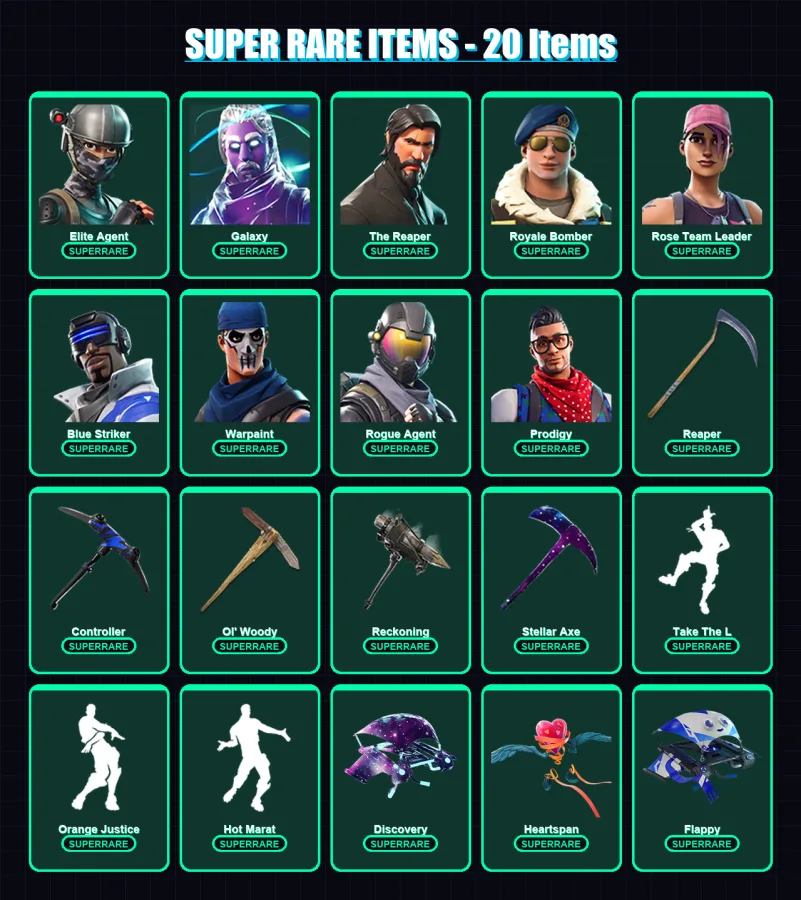 [PC/XBOX] | Elite Agent | Galaxy | The Reaper | Royale Bomber | Rose Team Leader | 76 skin | 50 pickaxe | 46 emote | 52 glider | Lv321