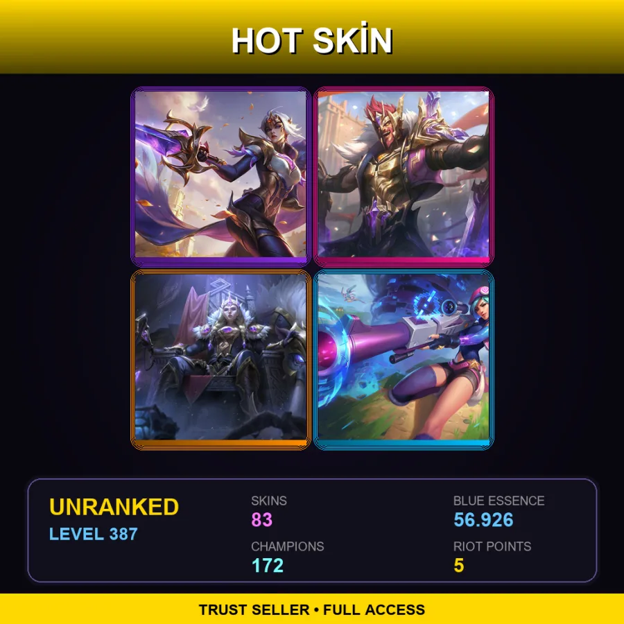 BR | Lv387 | Unranked | 83 Skin | 172 Champ — LoL account