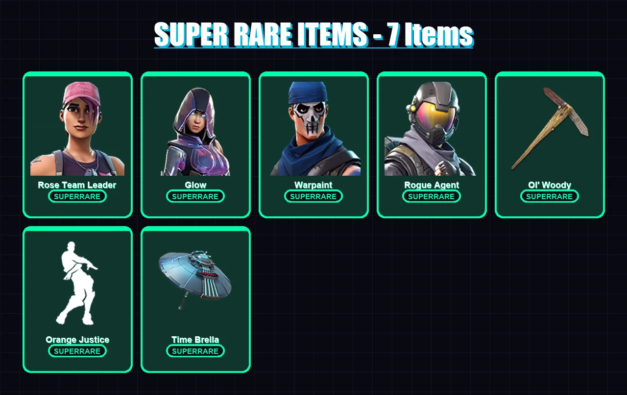 [PS4/PS5/XBOX/PC] | Rose Team Leader | Glow | Warpaint | Rogue Agent | Drift | 25 skin | 25 pickaxe | 44 emote | 35 glider | Lv444