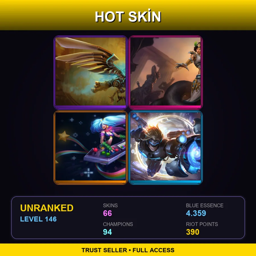 LAN | Lv146 | Unranked | 66 Skin | 94 Champ — LoL account