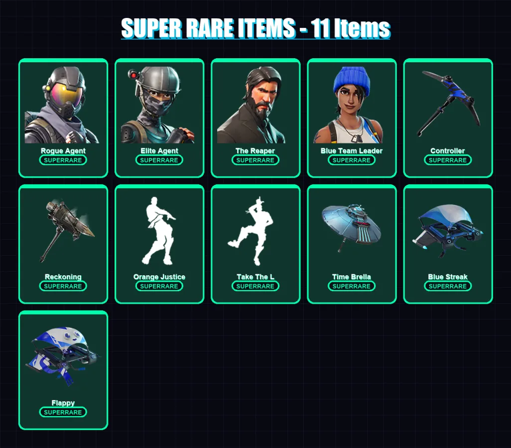 [PS4/PS5/XBOX/PC] | Rogue Agent | Elite Agent | The Reaper | Blue Team Leader | Ragnarok | 53 skin | 66 pickaxe | 64 emote | 68 glider | Lv809