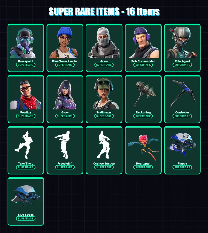 [PS4/PS5/XBOX/PC] | Breakpoint | Blue Team Leader | Havoc | Sub Commander | Elite Agent | 98 skin | 64 pickaxe | 80 emote | 79 glider | Lv904