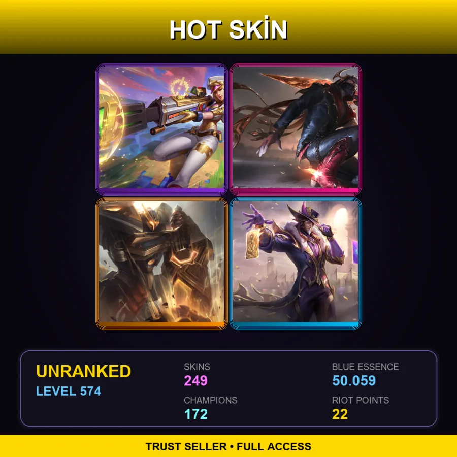 EUNE | Lv574 | Unranked | 249 Skin | 172 Champ — LoL account