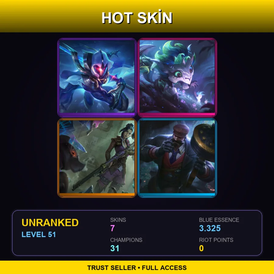 EUW | Lv51 | Unranked | 7 Skin | 31 Champ