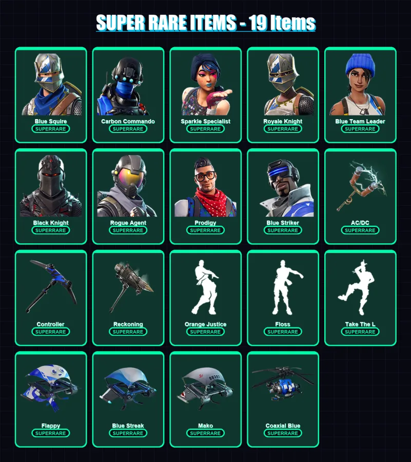 [PC/XBOX] | Blue Squire | Carbon Commando | Sparkle Specialist | 47 skin | Lv642