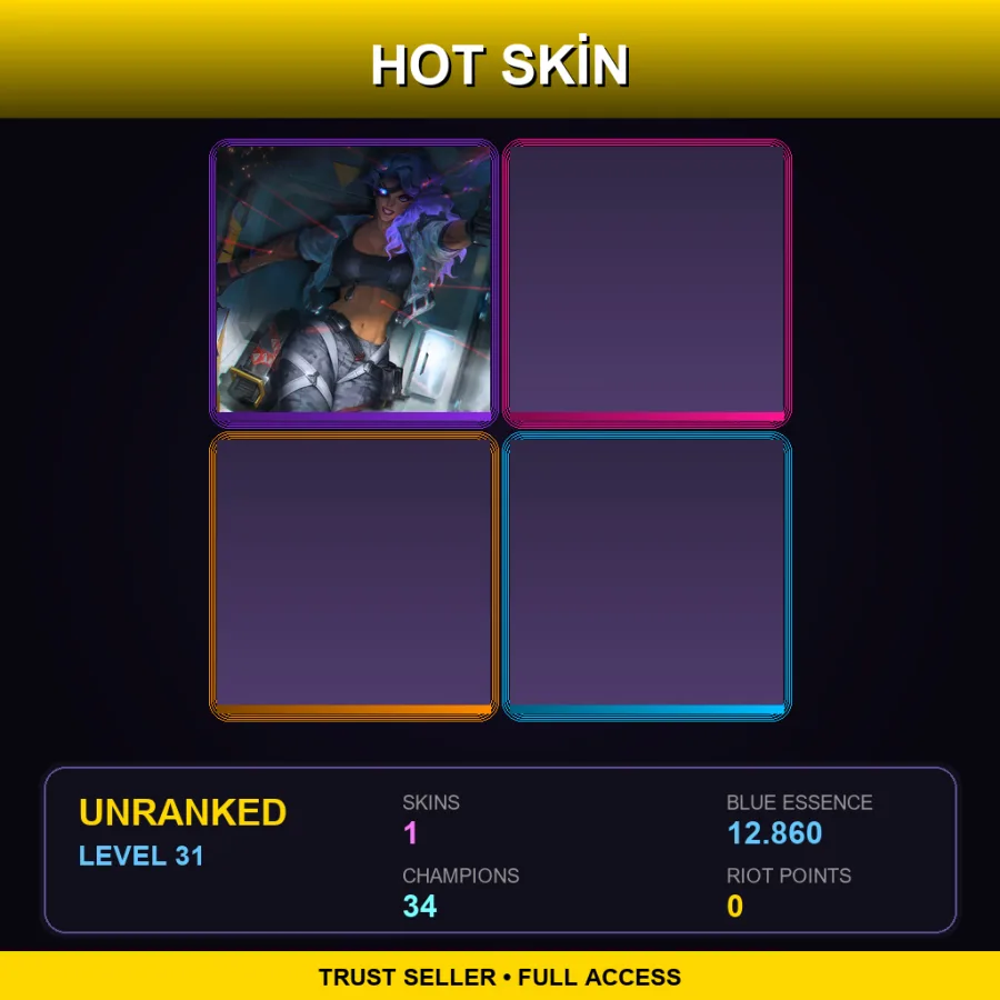 EUW | Lv31 | Unranked | 1 Skin | 34 Champ