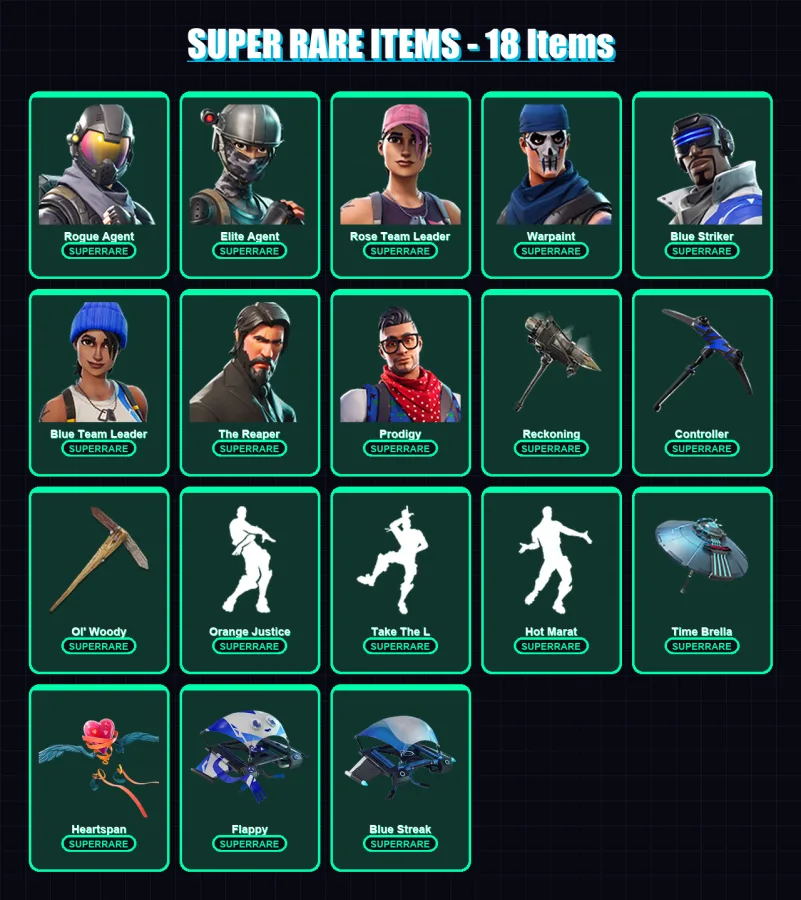 [PC/XBOX] | Rogue Agent | Elite Agent | Rose Team Leader | Warpaint | Blue Striker | 169 skin | 186 pickaxe | 155 emote | 167 glider | Lv2221 — Fortnite account
