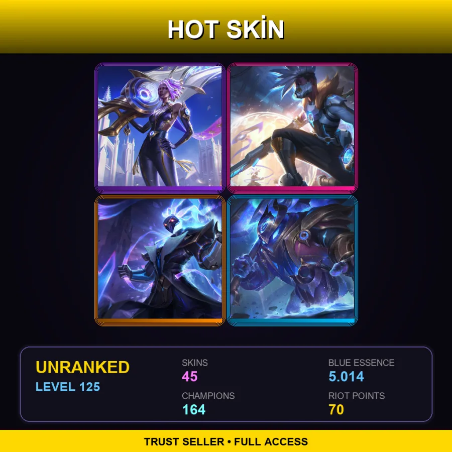 EUNE | Lv125 | Unranked | 45 Skin | 164 Champ — Solar Eclipse Leona