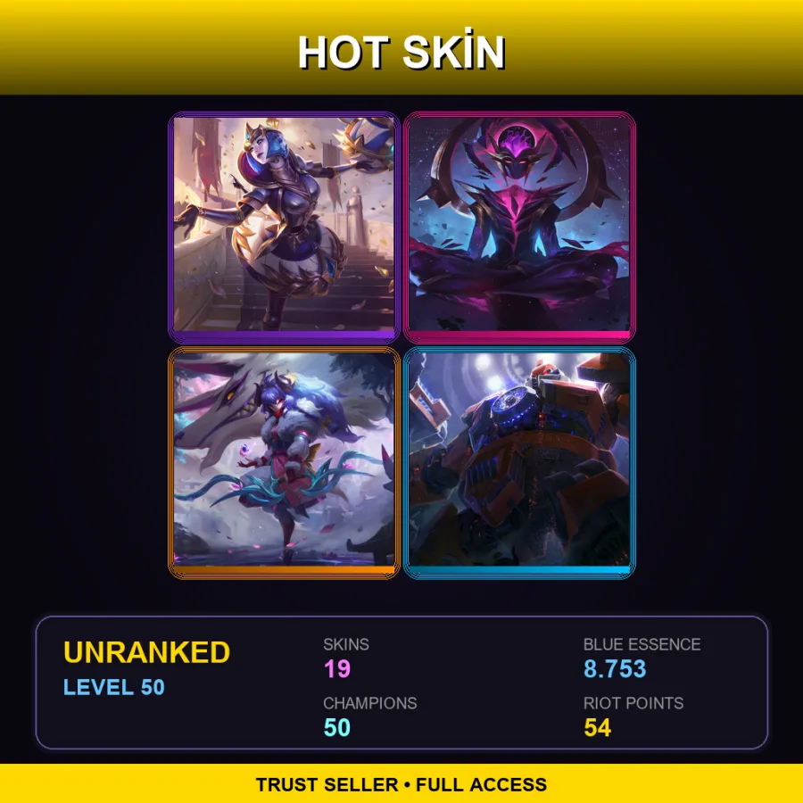 LAN | Lv50 | Unranked | 19 Skin | 50 Champ