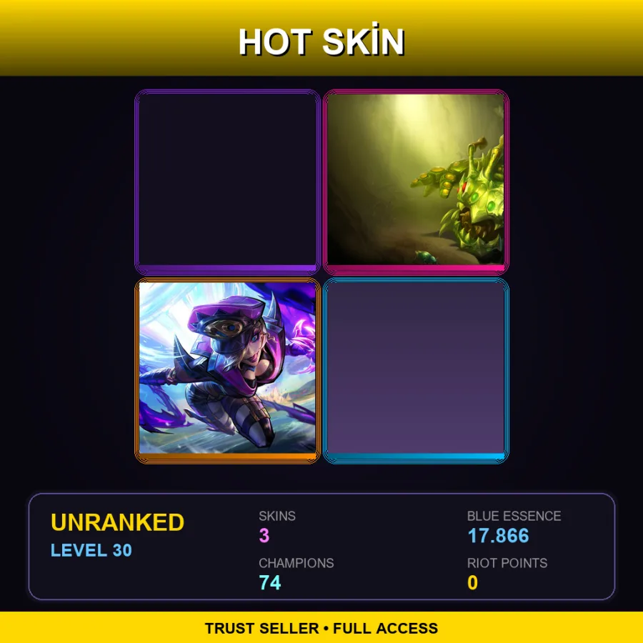 SG | Star Nemesis Fiddlesticks | Caterpillar Kog'Maw | Soul Fighter Evelynn | 3 Skin | 74 Champ | Lv30