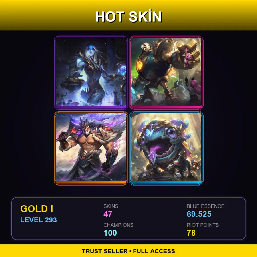 TR | Lv293 | Gold I | 47 Skin | 100 Champ — LoL account