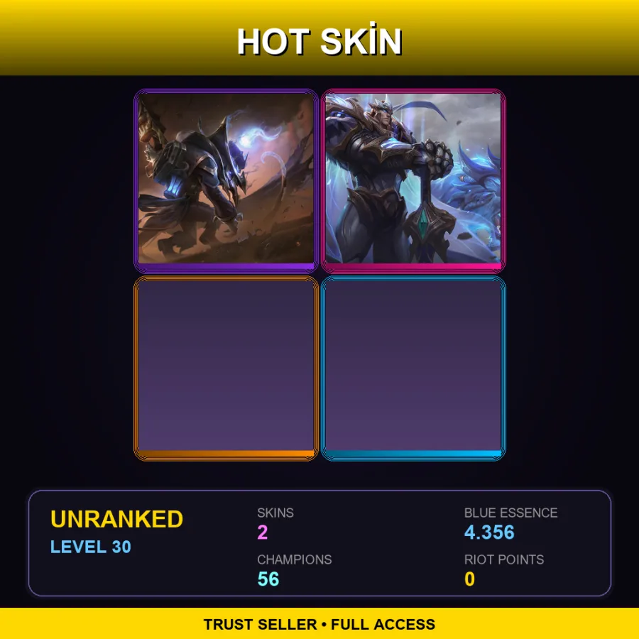 EUW | Lv30 | Unranked | 2 Skin | 56 Champ