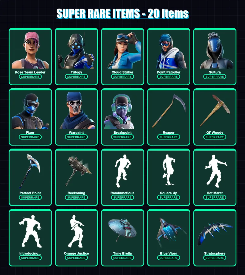 [PS4/PS5/PC] | Rose Team Leader | Trilogy | Cloud Striker | Point Patroller | Sultura | 317 skin | 329 pickaxe | 318 emote | 252 glider | Lv3767 — Fortnite account