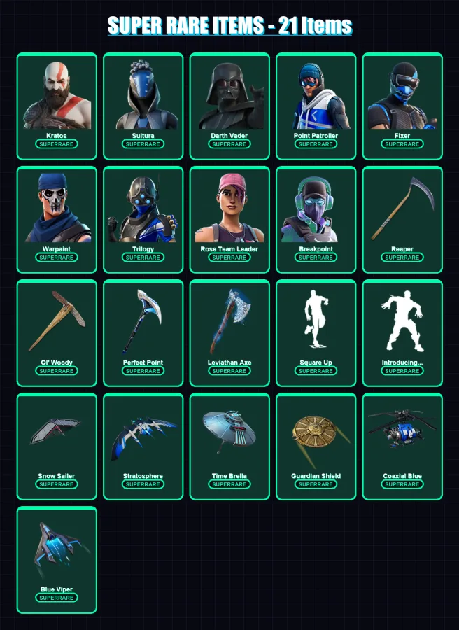 [PC/XBOX] | Kratos | Sultura | Darth Vader | Point Patroller | Fixer | 291 skin | 320 pickaxe | 218 emote | 239 glider | Lv4466
