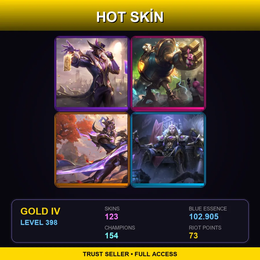 LAS | Lv398 | Gold IV | 123 Skin | 154 Champ
