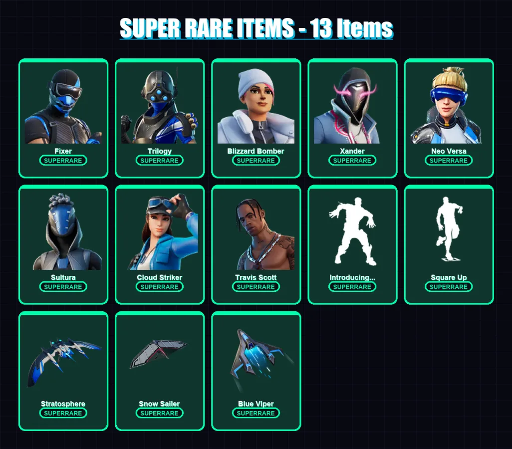 [PC/XBOX] | Fixer | Trilogy | Blizzard Bomber | Xander | Neo Versa | 46 skin | 80 pickaxe | 44 emote | 60 glider | Lv679