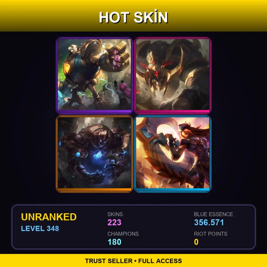 VN | Lv348 | Unranked | 223 Skin | 180 Champ