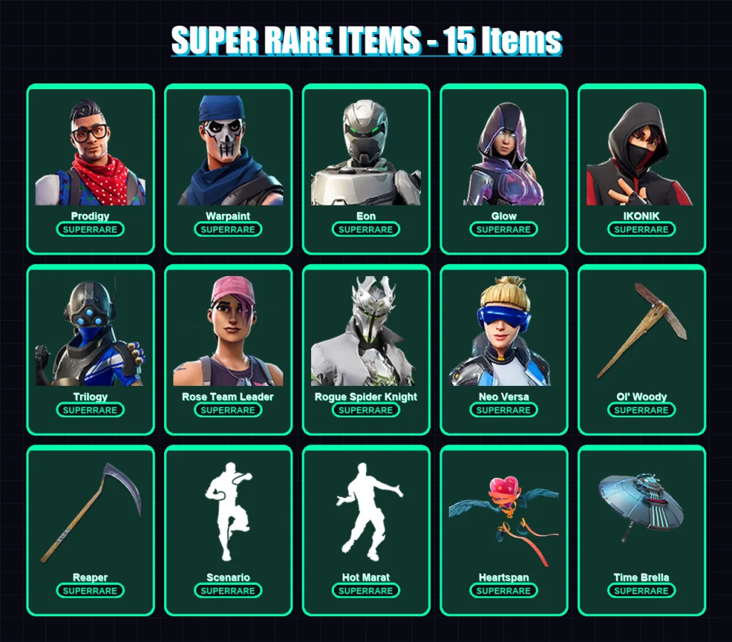 [PS4/PS5/XBOX/PC] | Prodigy | Warpaint | Eon | Glow | IKONIK | 123 skin | 110 pickaxe | 118 emote | 99 glider | Lv1363 — Fortnite account