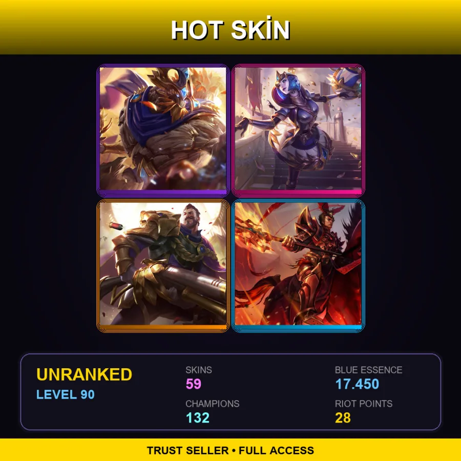 VN | Lv90 | Unranked | 59 Skin | 132 Champ — LoL account