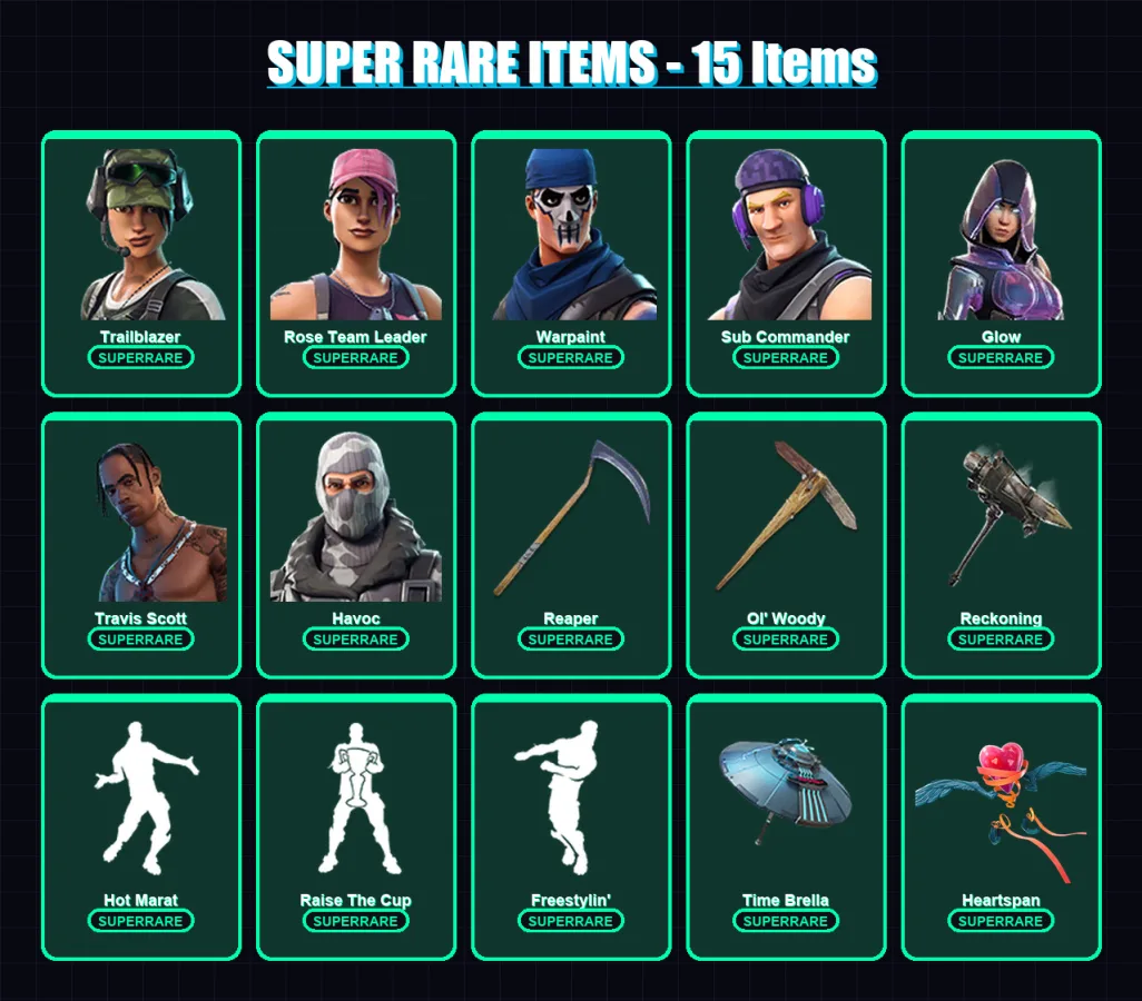 [PC/PSN] | Trailblazer | Rose Team Leader | Warpaint | Sub Commander | Glow | 259 skin | 225 pickaxe | 184 emote | 167 glider | Lv2157 — Fortnite account