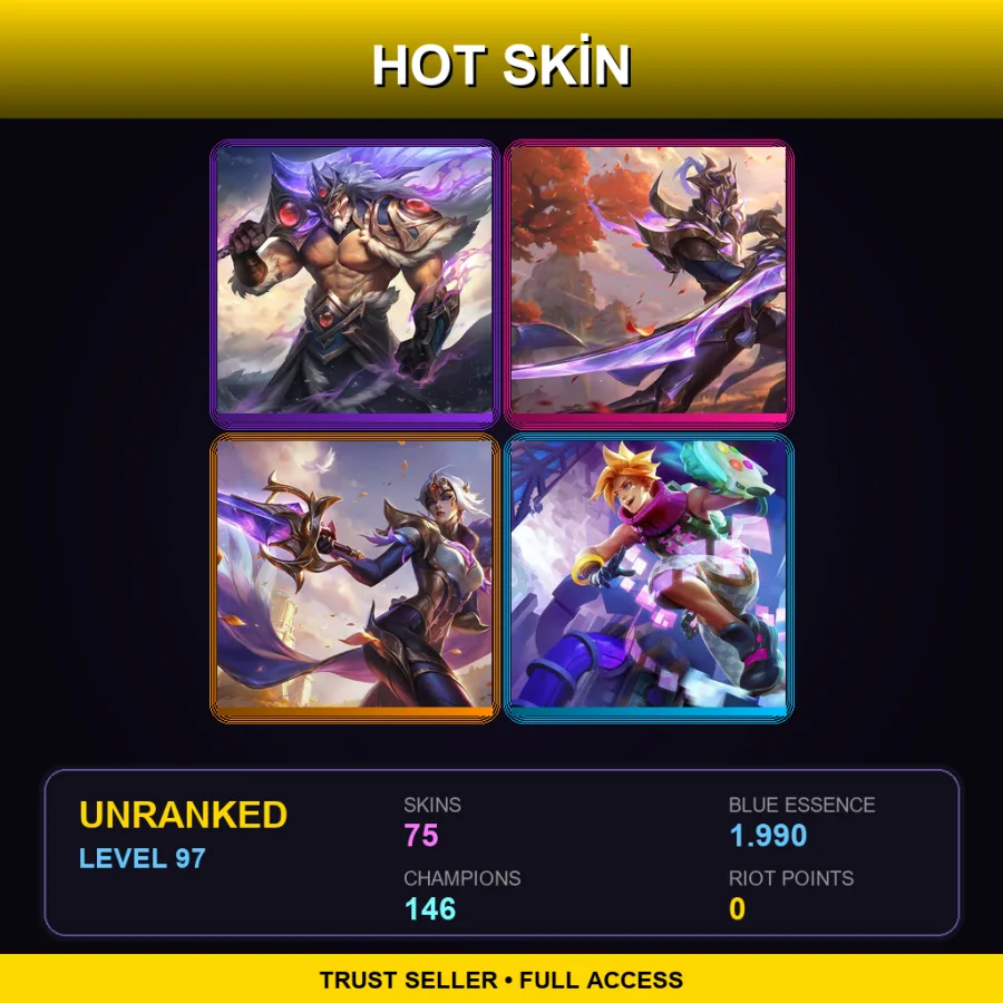 VN | Lv97 | Unranked | 75 Skin | 146 Champ — Grey Warwick