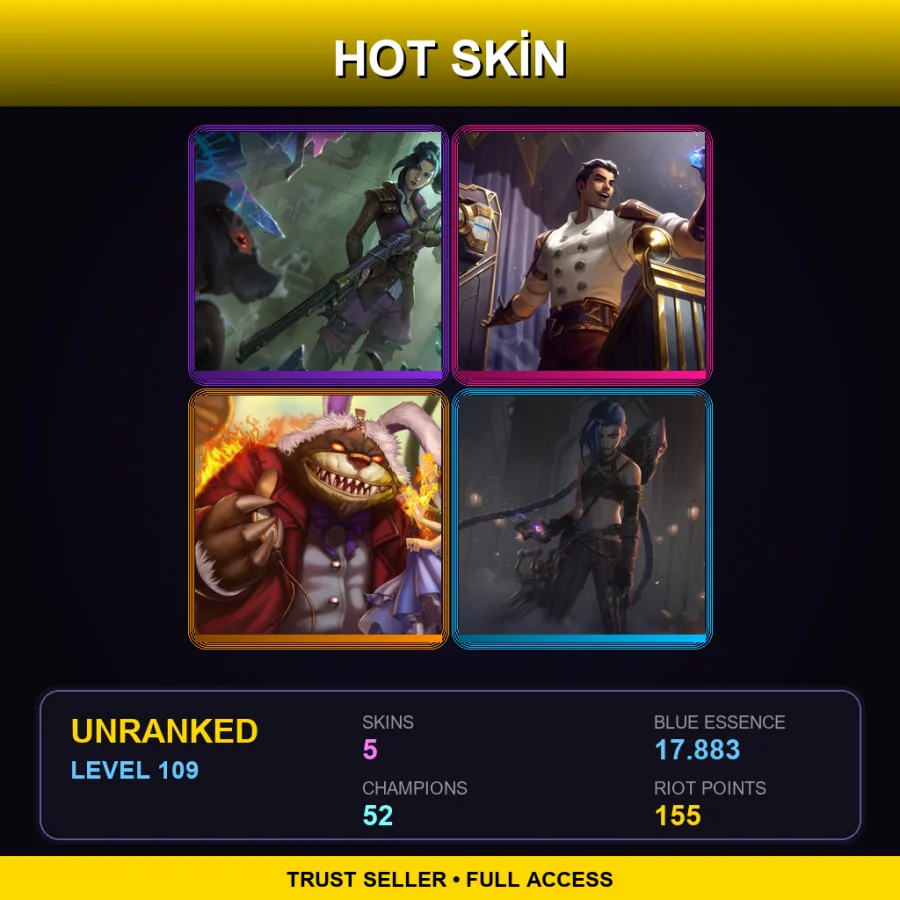 OCE | Lv109 | Unranked | 5 Skin | 52 Champ