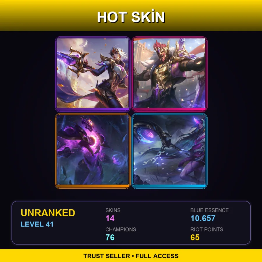 EUW | Lv41 | Unranked | 14 Skin | 76 Champ — LoL account