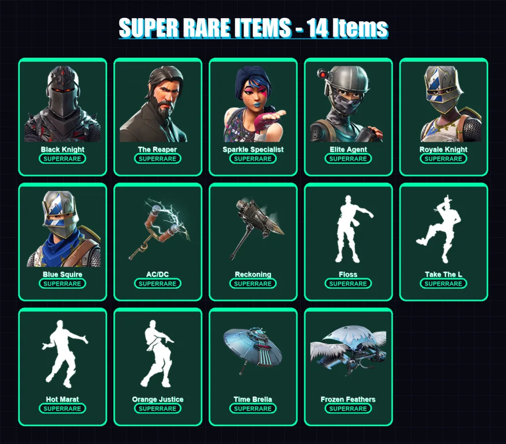 [PS4/PS5/XBOX/PC] | Black Knight | The Reaper | Omega | Sparkle Specialist | Elite Agent | 71 skin | 52 pickaxe | 78 emote | 60 glider | Lv759