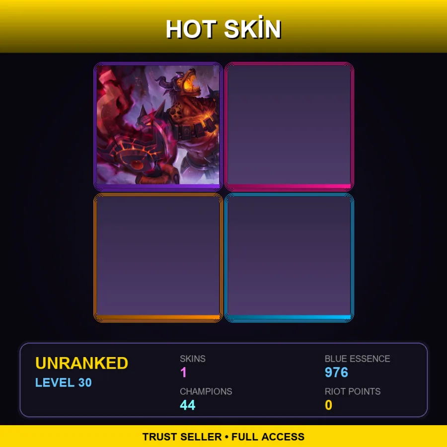 OCE | Lv30 | Unranked | 1 Skin | 44 Champ — LoL account