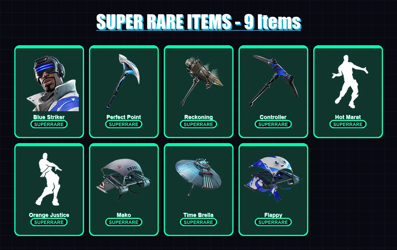 [PS4/PS5/XBOX/PC] | Blue Striker | Zenith | Lynx | Omega | Valeria | 93 skin | 121 pickaxe | 98 emote | 110 glider | Lv1920 — Fortnite account