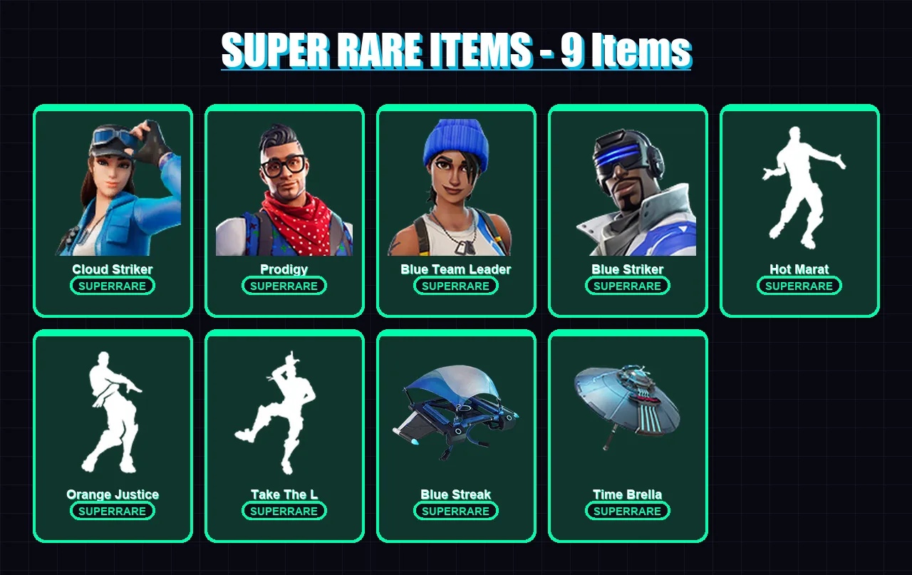 [PC/XBOX] | Cloud Striker | Prodigy | Blue Team Leader | Blue Striker | Malik | 36 skin | 44 pickaxe | 40 emote | 58 glider | Lv864