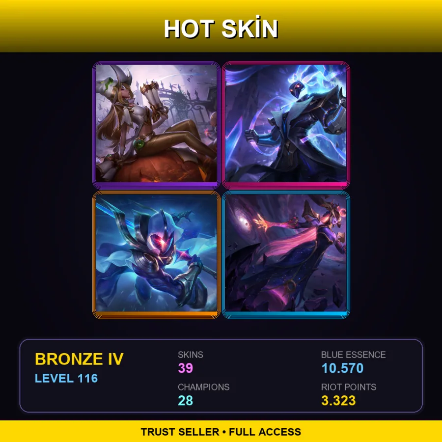 EUW | Lv116 | Bronze IV | 39 Skin | 28 Champ